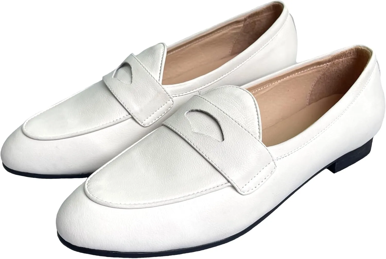 Justar Women's Leather Penny Loafers Slip on Dress Flats Shoes for Women
