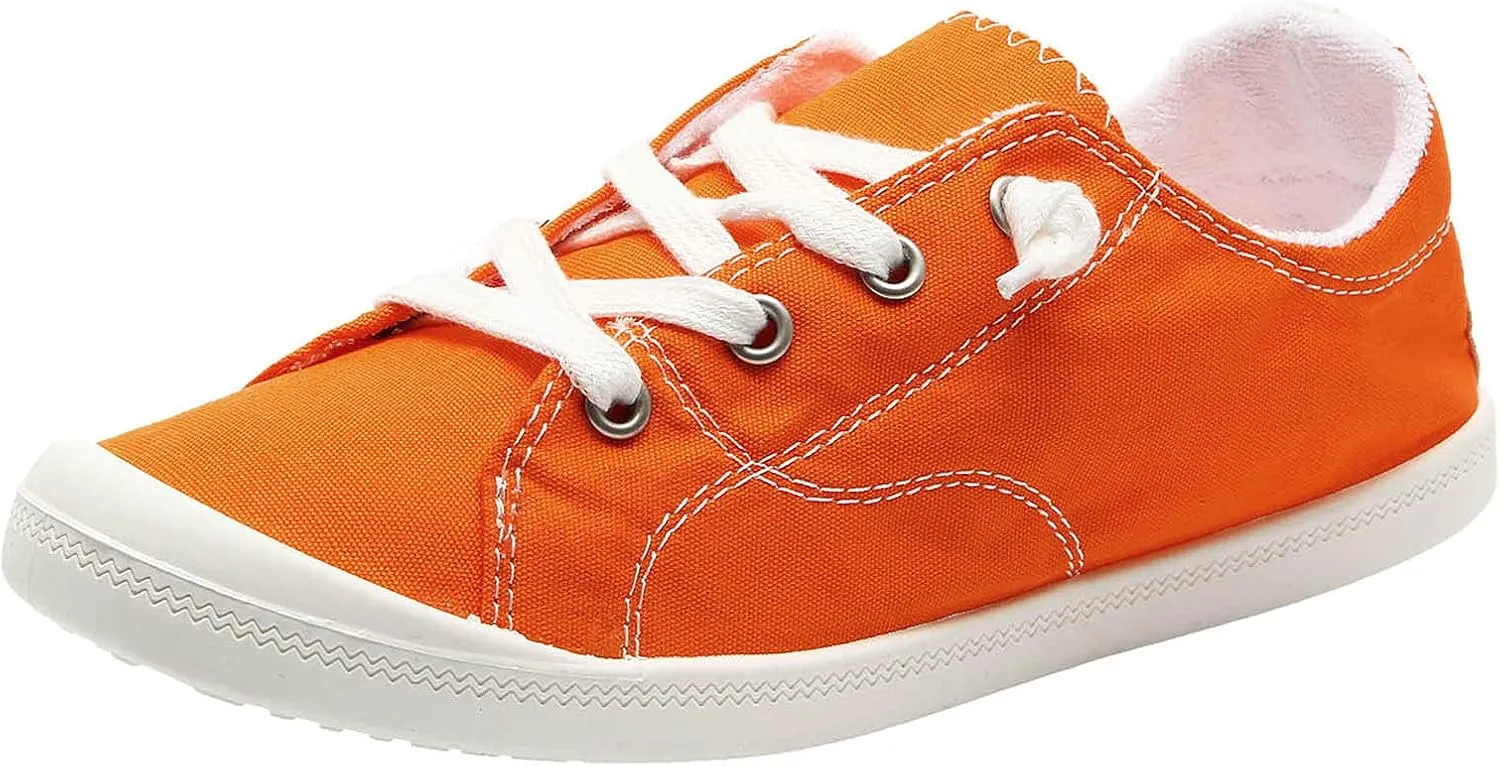 Ladies Canvas Casual Walking Shoes Breathable Non Slip Comfortable Lighweight Sneakers Low Top Slip on Lace up Soft Sole Outdoor Sports Shoes for Women