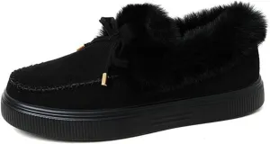 Ladmiple Boots For Women Ankle Booties Winter Snow Warm Booties Fur Lined Anti-Slip Outdoor Slip On Comfortable Shoes