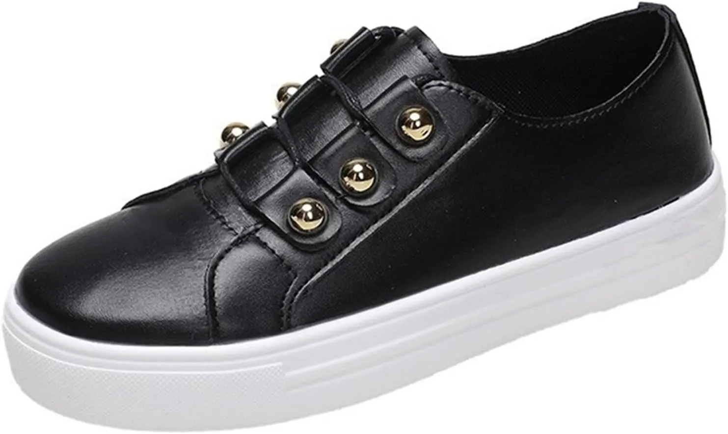 Ladmiple Shoes For Women Dressy Casual Flats PU Leather Shoes Lace Up Comfortable Fashion Slip On Sneakers Walking Loafers