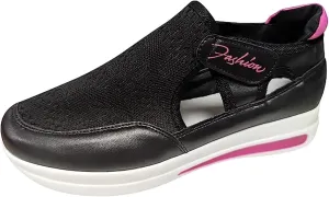 Ladmiple Shoes For Women Slip On Sneakers Breathe Walking Shoes Fashion Comfort Non Slip Platform Running Tennis Shoes