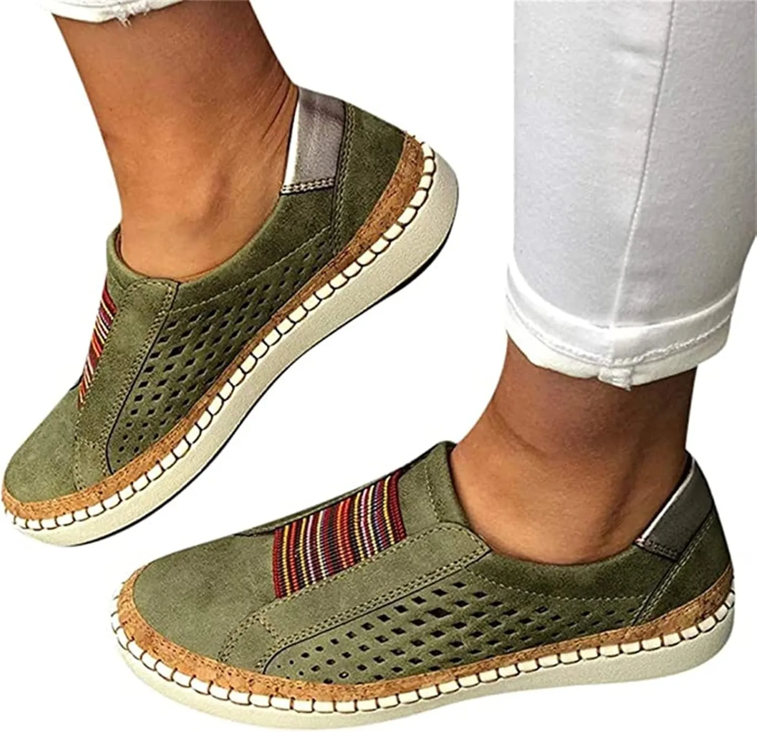 Ladmiple Shoes For Women Sneakers Slip Ons Canvas Shoes Fashion Casual Summer Low Top Platform Walking Flats Loafers