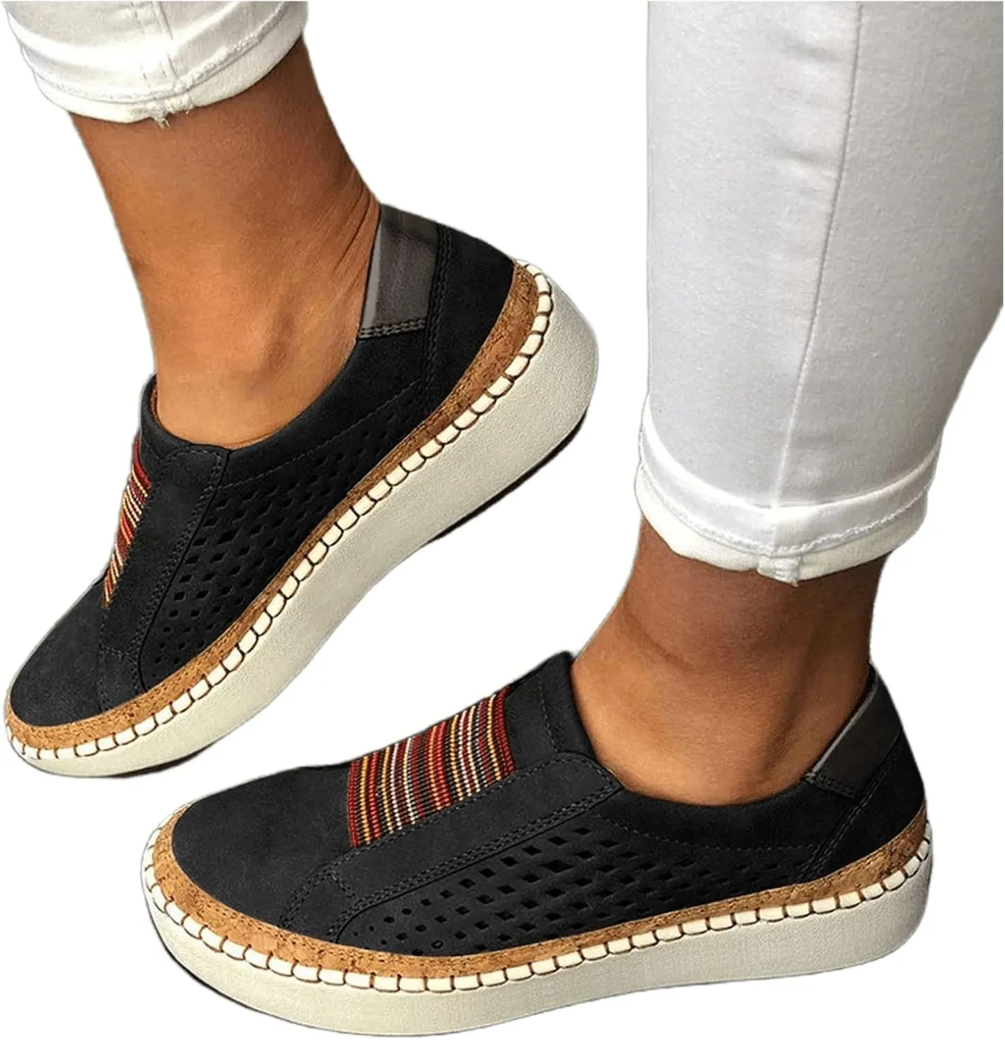 Ladmiple Shoes For Women Sneakers Slip Ons Comfort Casual Canvas Shoes Summer Fashion Platform Walking Flats Loafers