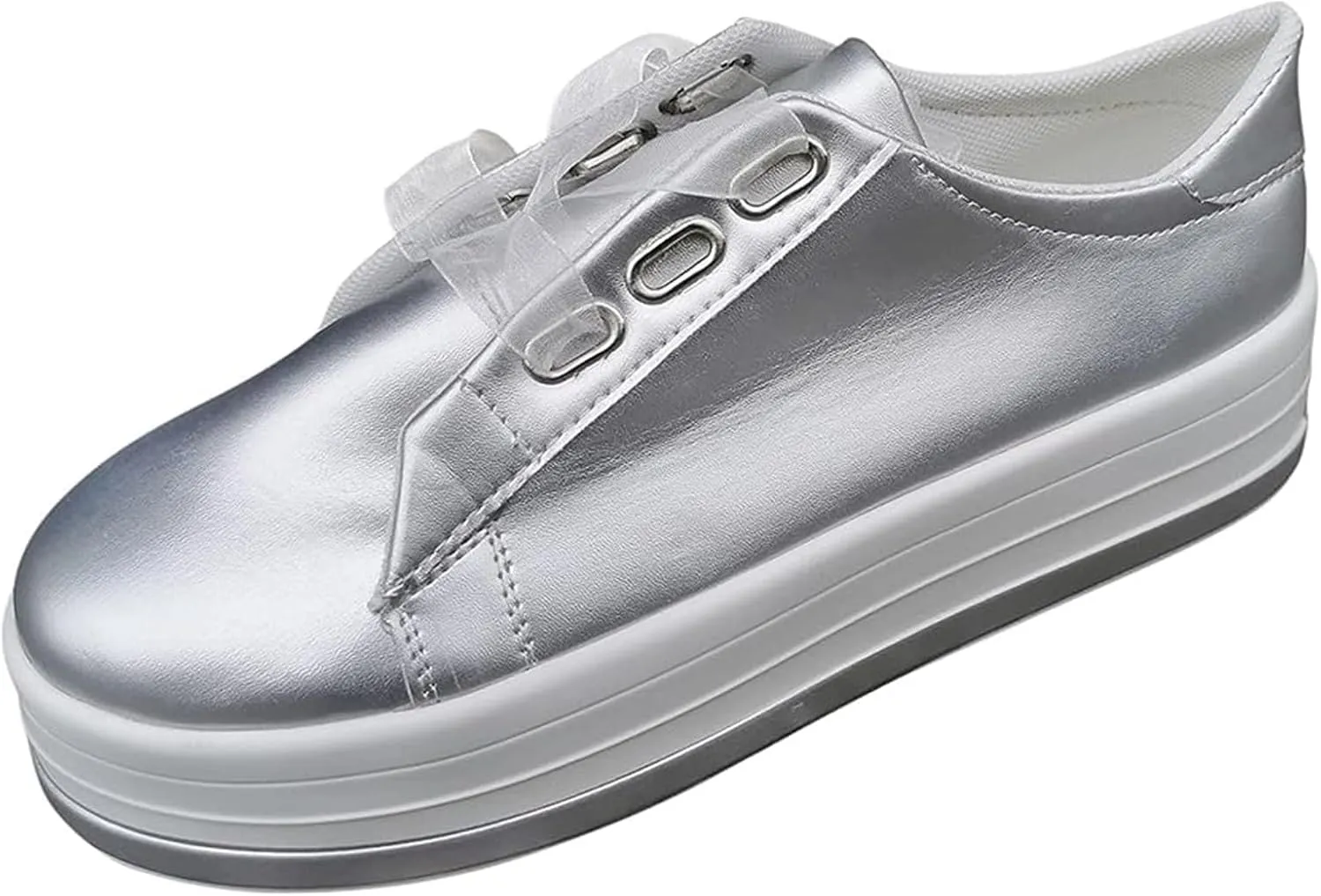 Ladmiple Shoes For Women Sneakers Slip Ons Leather Shoes Fashion Casual Dressy Summer Platform Flats Walking Loafers