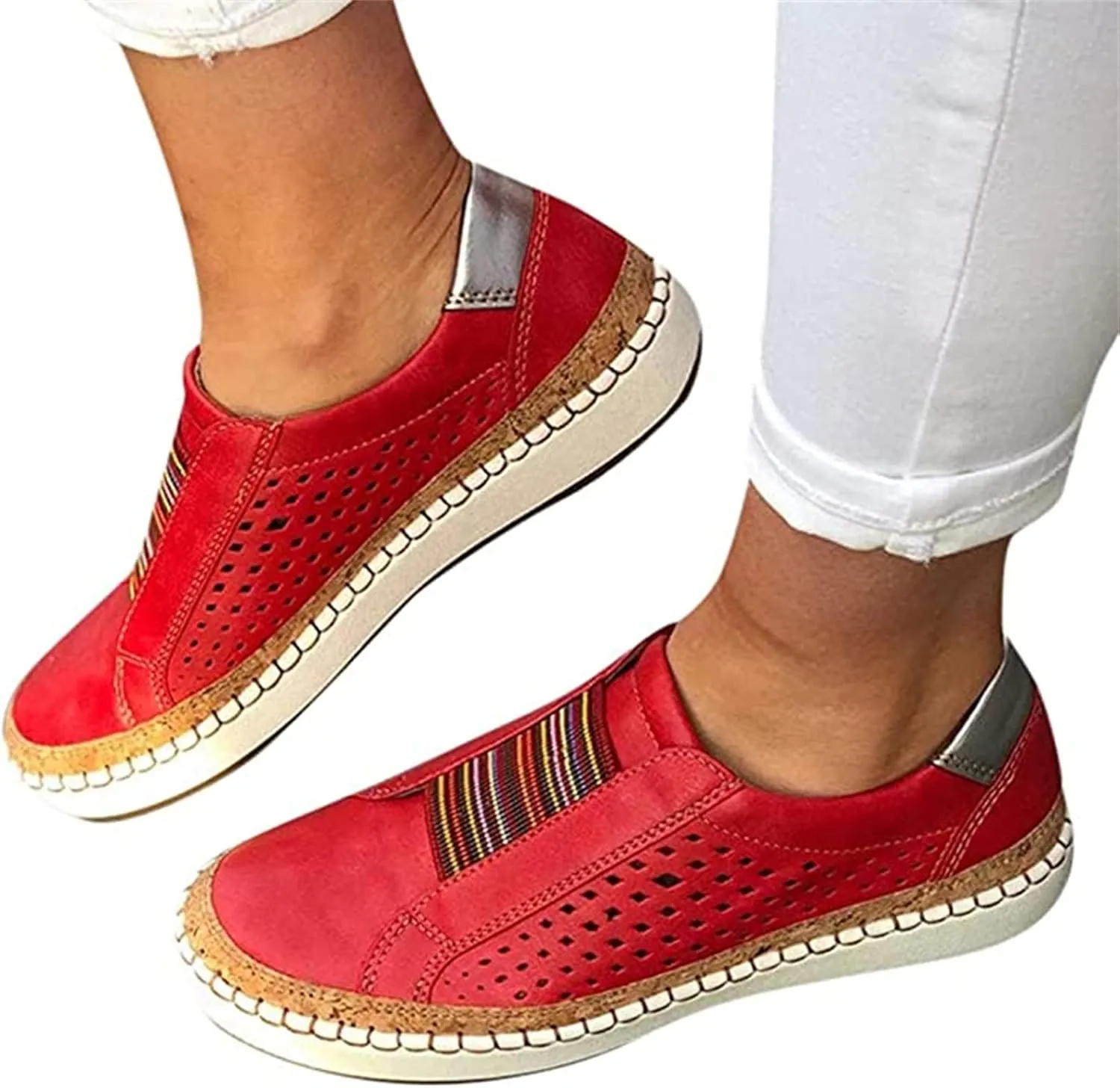 Ladmiple Sneakers For Women Slip On Wide Width Canvas Shoes Fashion Dressy Casual Summer Low Top Walking Flats Loafers
