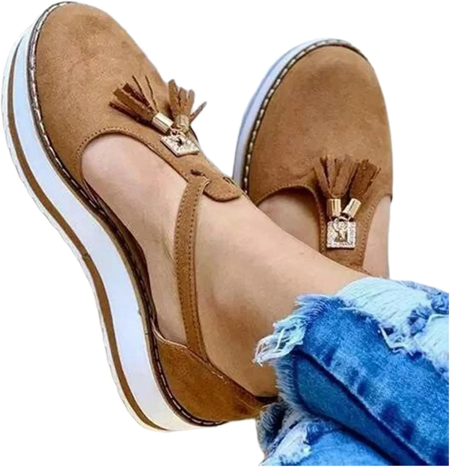 Ladmiple Sneakers For Women Walking Shoes Slip On Low Top Fashion Dressy Casual Summer Comfort Non Slip Flats Loafers