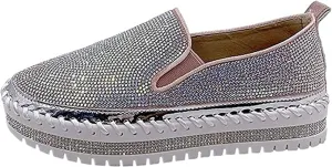 Ladmiple Sneakers For Women Walking Shoes Wide Width Slip On Loafers Comfort Fashion Dressy Casual Summer Glitter Shoes