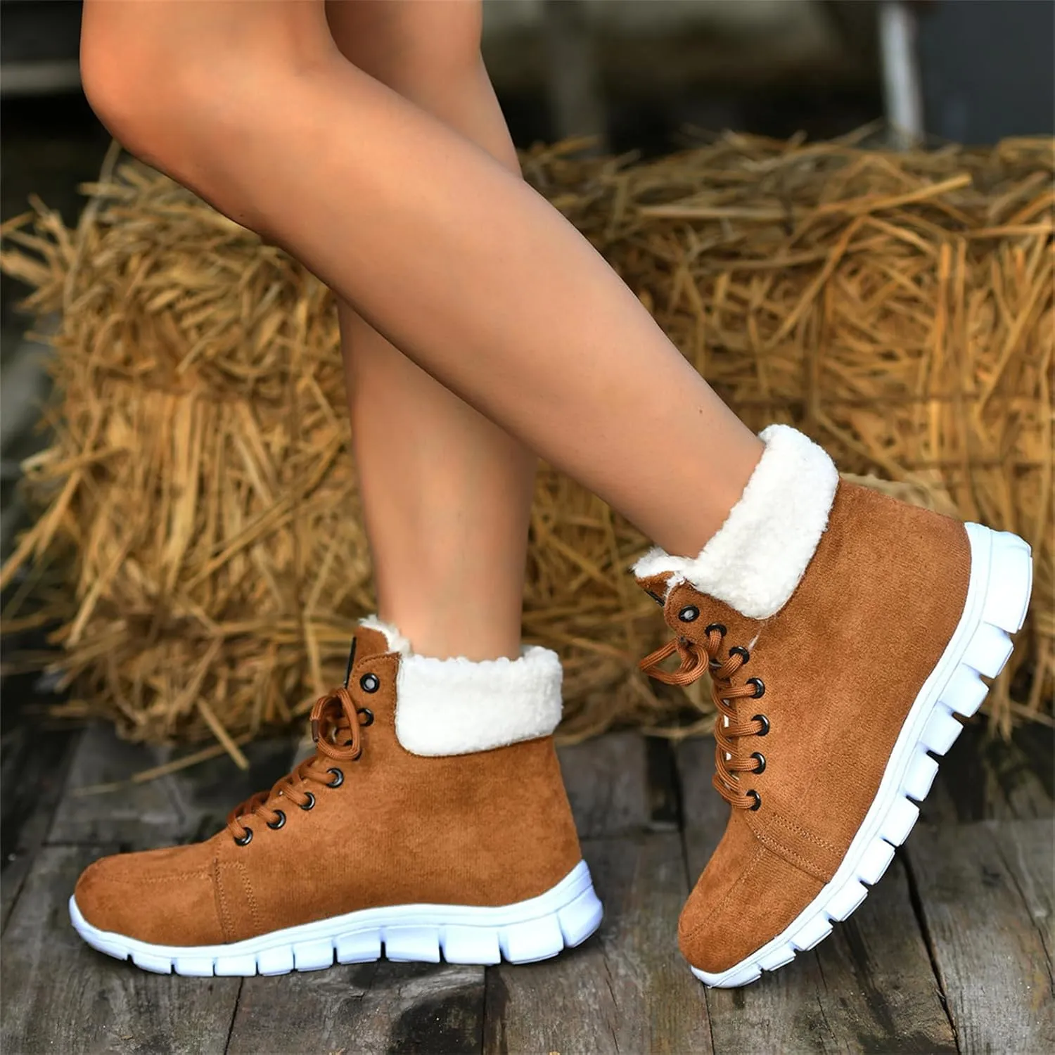 Ladmiple Snow Boots For Women Slip On Warm Fur Lined Winter Boots Outdoor Short Ankle Booties Comfort Fashion Walking Shoes