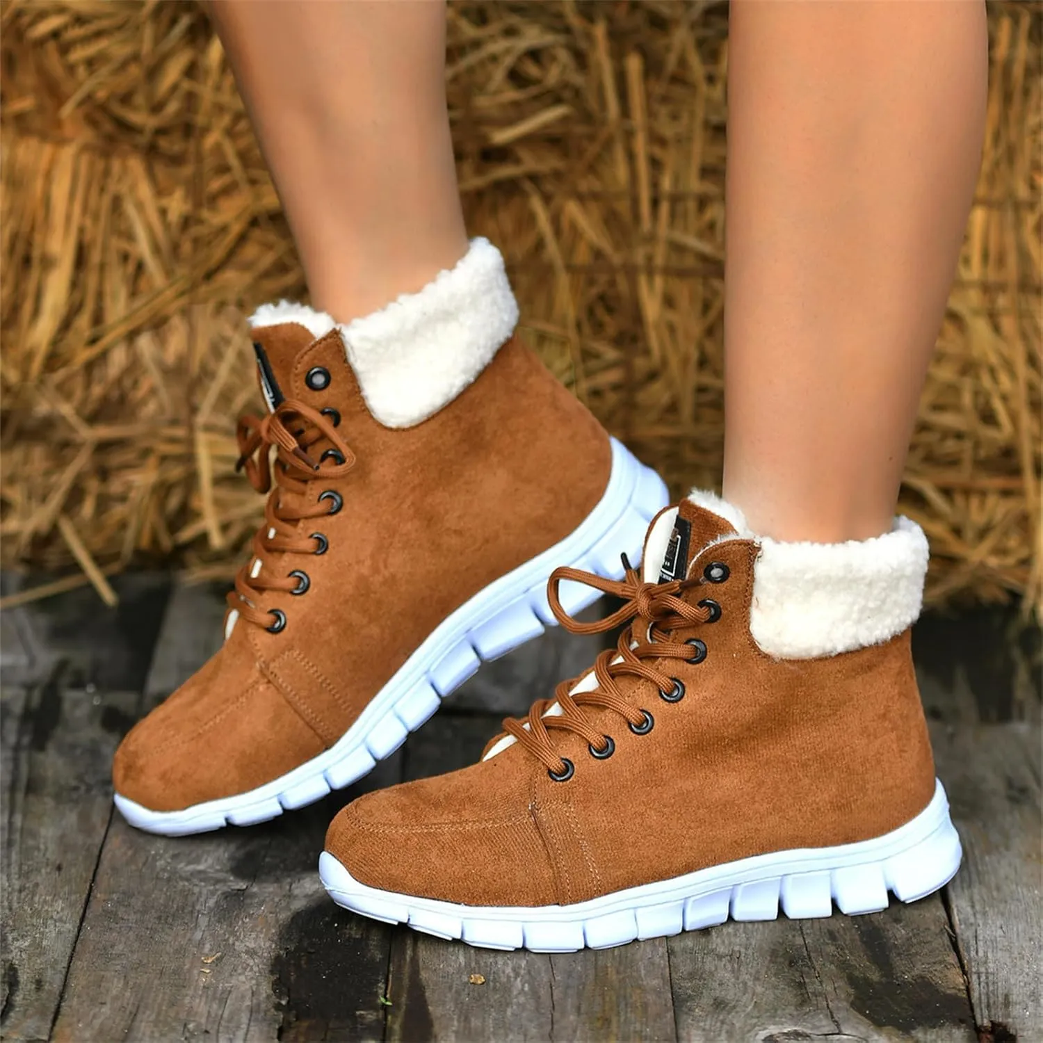 Ladmiple Snow Boots For Women Slip On Warm Fur Lined Winter Boots Outdoor Short Ankle Booties Comfort Fashion Walking Shoes