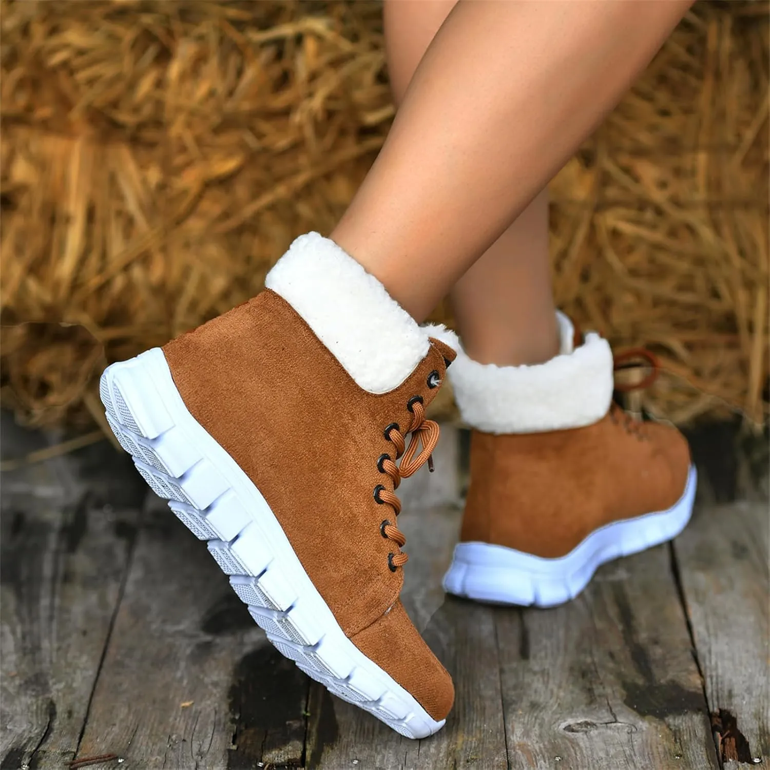 Ladmiple Snow Boots For Women Slip On Warm Fur Lined Winter Boots Outdoor Short Ankle Booties Comfort Fashion Walking Shoes