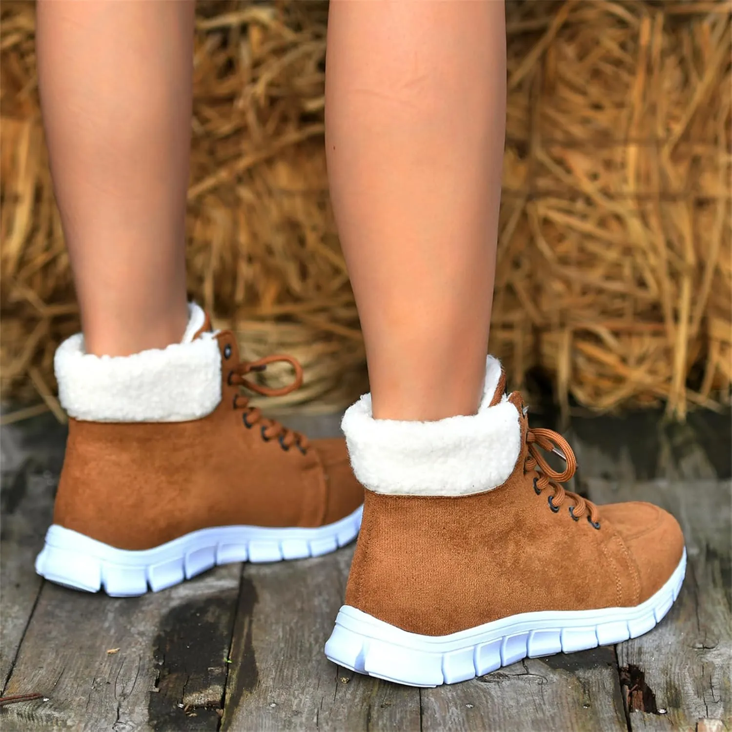 Ladmiple Snow Boots For Women Slip On Warm Fur Lined Winter Boots Outdoor Short Ankle Booties Comfort Fashion Walking Shoes