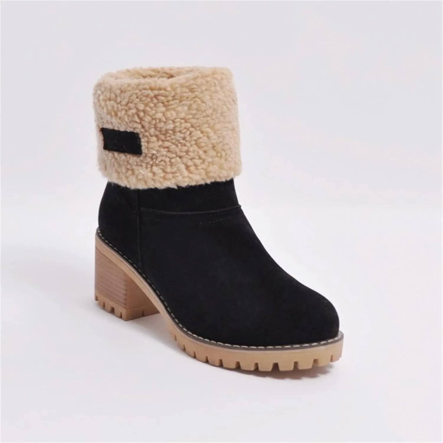 Ladmiple Snow Boots For Women Tall Mid Calf Winter Boots Warm Fashion Fur Lined Thickening Outdoor Comfortable Shoes