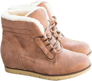 Ladmiple Snow Boots For Women Wide Width Winter Shoes with Fur Lined Warm Comfortable Outdoor Lace Up Ankle Booties