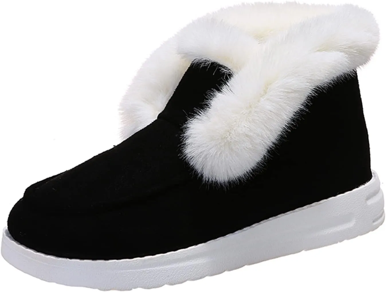Ladmiple Winter Boots For Women Fashion Snow Boots Classic Faux Fur Lined Slip On Ankle Booties Casual Warm Walking Shoes