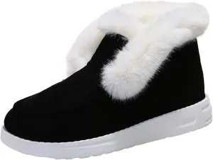 Ladmiple Winter Boots For Women Fashion Snow Boots Classic Faux Fur Lined Slip On Ankle Booties Casual Warm Walking Shoes