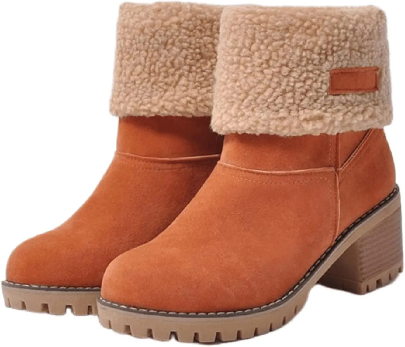 Ladmiple Winter Boots For Women Tall Mid Calf Snow Boots Warm Comfortable Outdoor Fur Lined Thickening Walking Shoes