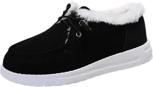 Ladmiple Winter Boots For Women Wide Width Casual Slip-on Warm Loafers Shoes Faux Fur-Lined Comfortable Snow Ankle Boots