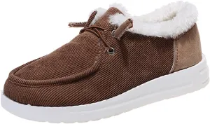 Ladmiple Winter Boots For Women Wide Width Casual Slip-on Warm Loafers Shoes Faux Fur-Lined Comfortable Snow Ankle Boots