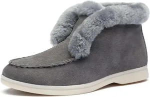 Ladmiple Winter Boots For Women Wide Width Snow Boots with Fur Lined Warm Slip On Ankle Booties Comfortable Walking Shoes