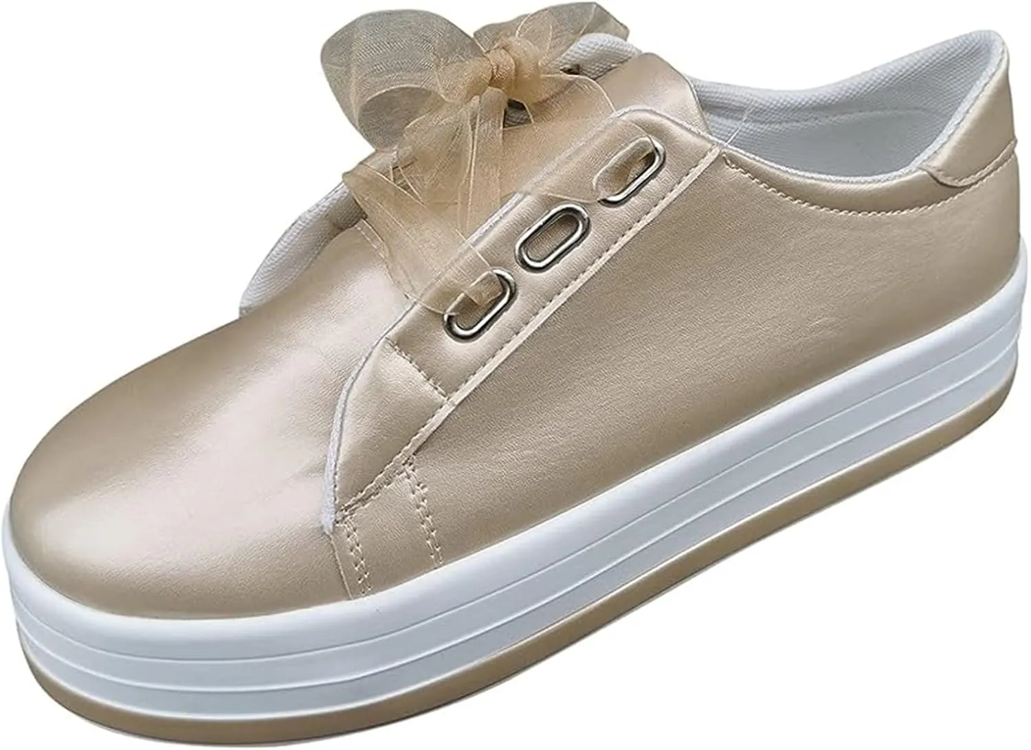 Ladmiple Womens Shoes Dressy Casual Loafers Lace Up Leather Sneaker Fashion Comfortable Slip On Platform Walking Shoes