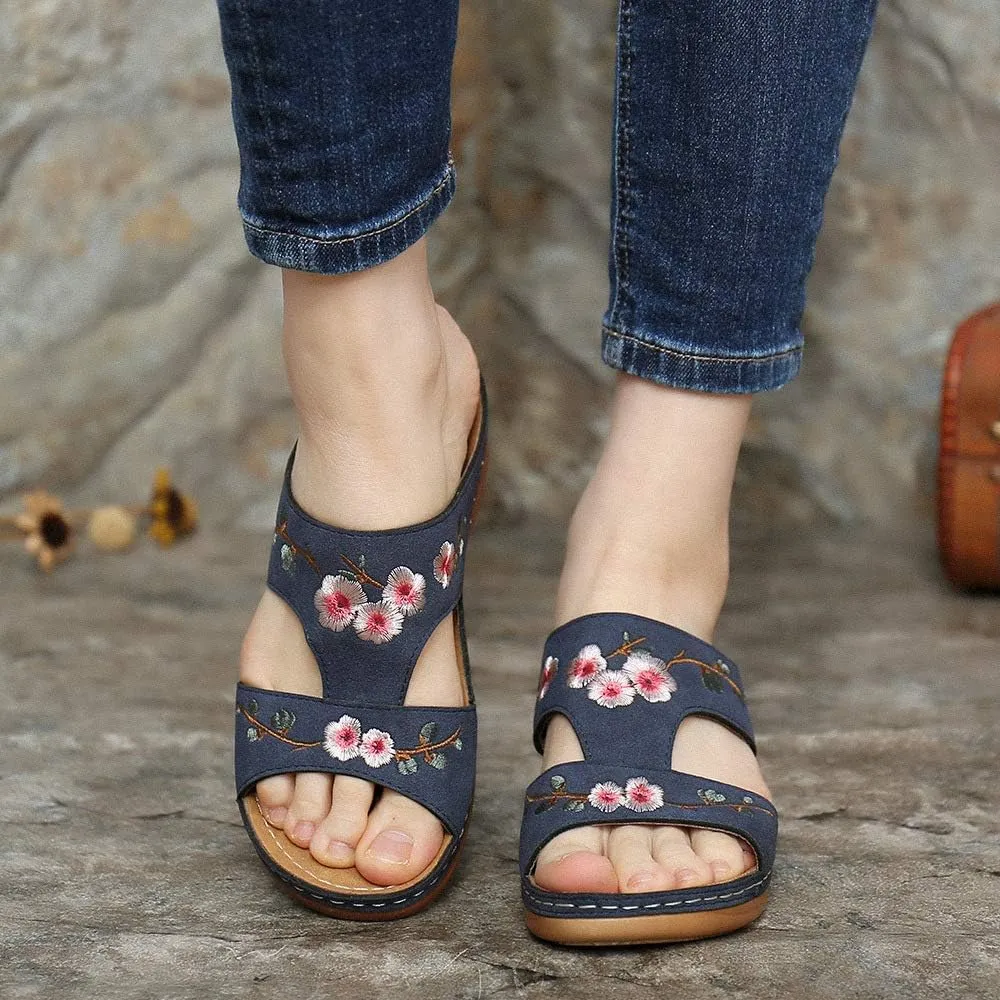 Lausiuoe Orthopedic Sandals For Women Elegant Comfortable Plantar Fasciitis Arch Support Open Toe Orthotic Slides Flip Flops