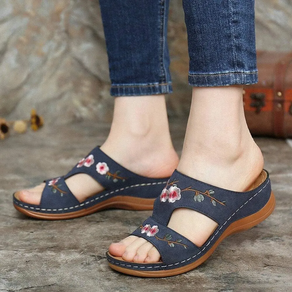 Lausiuoe Orthopedic Sandals For Women Elegant Comfortable Plantar Fasciitis Arch Support Open Toe Orthotic Slides Flip Flops