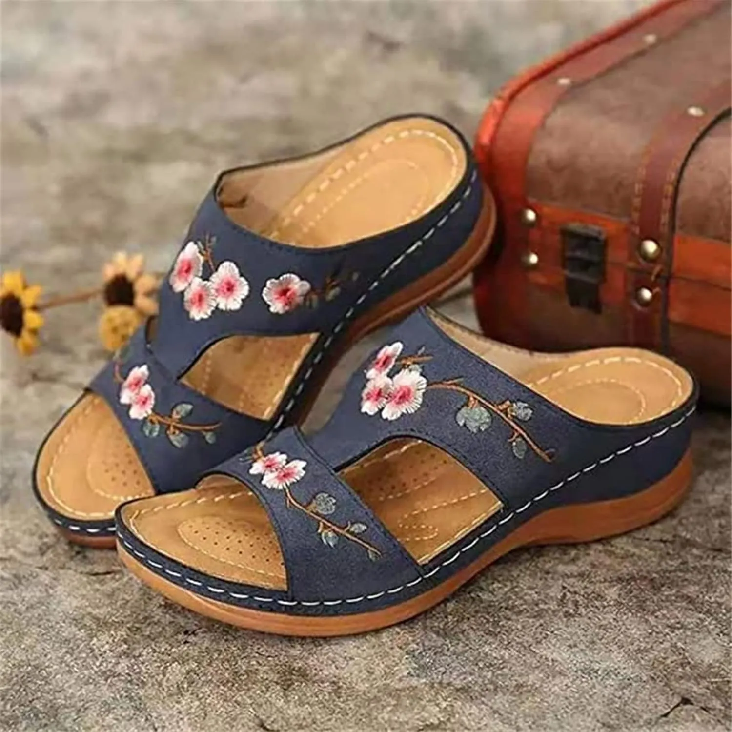 Lausiuoe Orthopedic Sandals For Women Elegant Comfortable Plantar Fasciitis Arch Support Open Toe Orthotic Slides Flip Flops