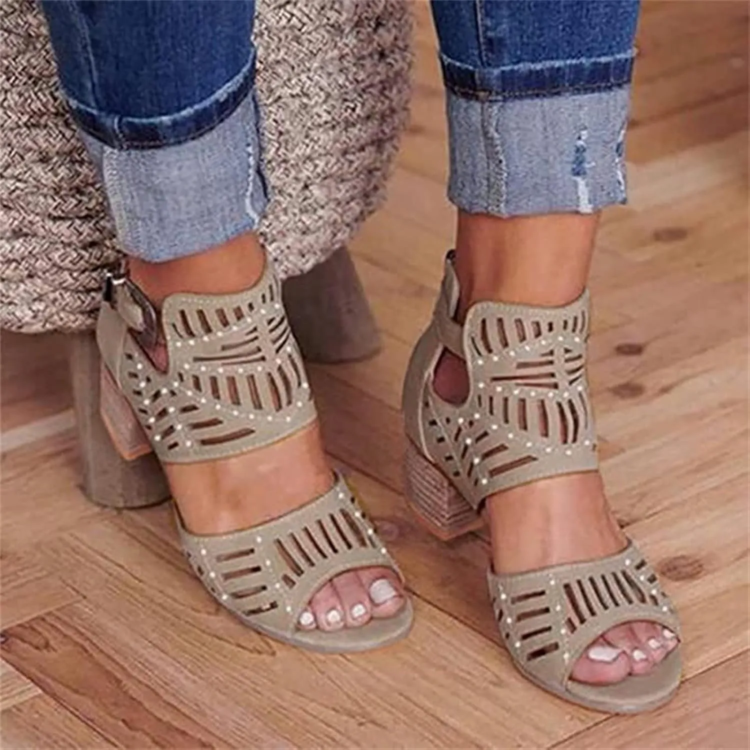 Lausiuoe Sandals Women Comfortable Dressy Wedge Dress Pumps Shoes Ankle Strap Low Chunky Heel Casual Summer Strappy Sandals