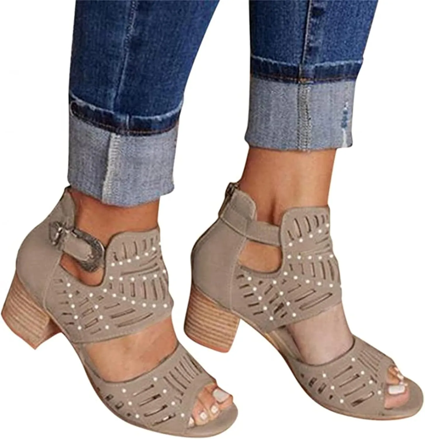 Lausiuoe Sandals Women Comfortable Dressy Wedge Dress Pumps Shoes Ankle Strap Low Chunky Heel Casual Summer Strappy Sandals