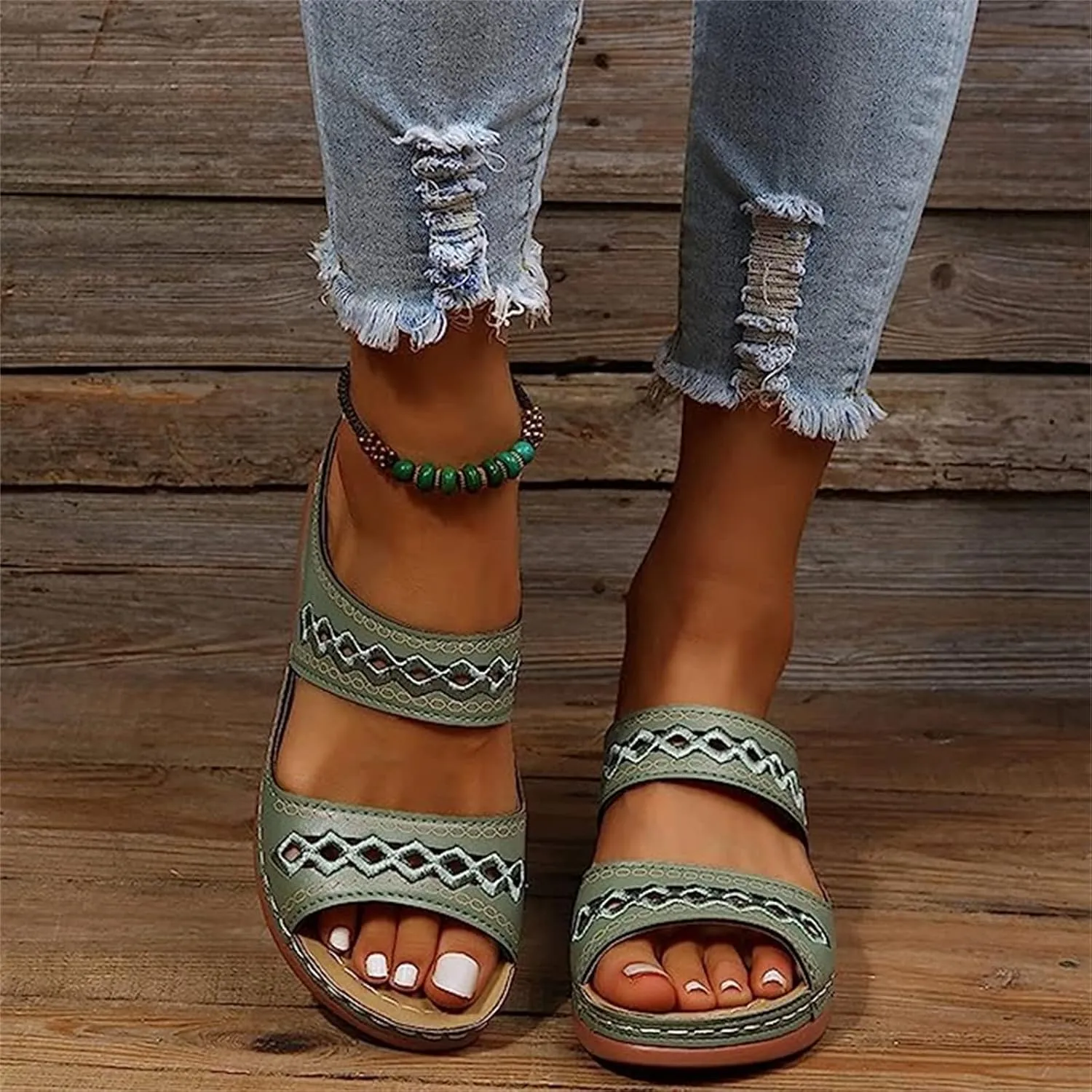 Lausiuoe Sandals Women Dressy Summer Flat Flip Flops Comfortable Walking Orthopedic Slippers Arch Support Orthotic Slides