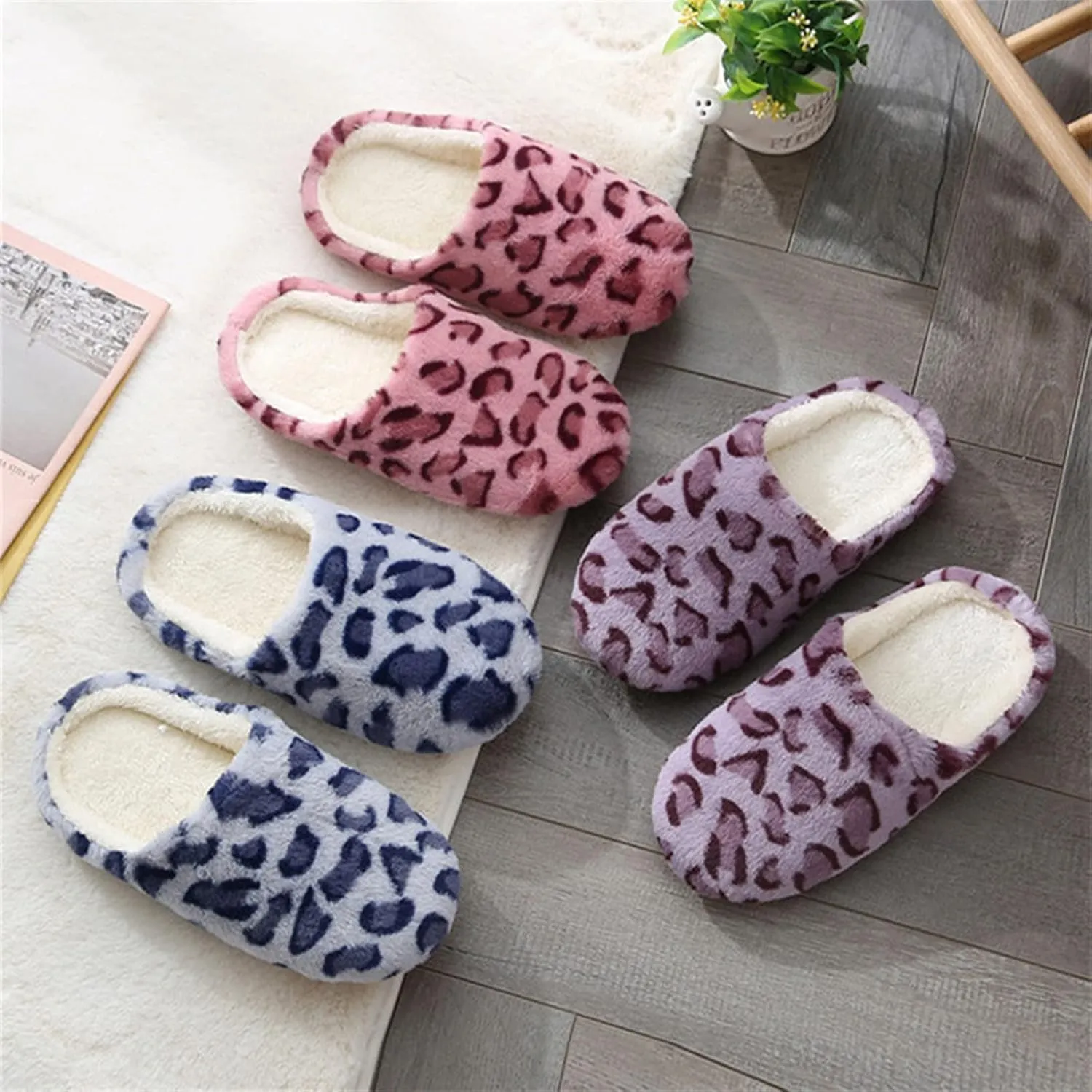 Lausiuoe Slippers For Women Fuzzy Closed Toe House Slippers Soft Furry Fur Cozy Memory Foam Winter Warm Slip On Slippers