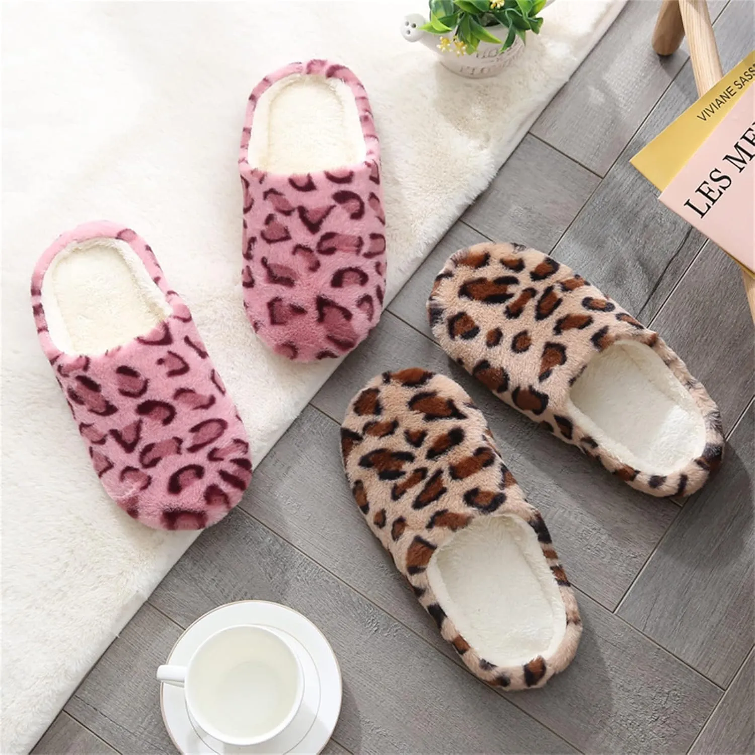 Lausiuoe Slippers For Women Fuzzy Closed Toe House Slippers Soft Furry Fur Cozy Memory Foam Winter Warm Slip On Slippers