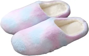 Lausiuoe Slippers For Women Memory Foam Non Slip Fuzzy House Slippers Indoor Warm Plush Fleece Lining Bedroom Home Shoes