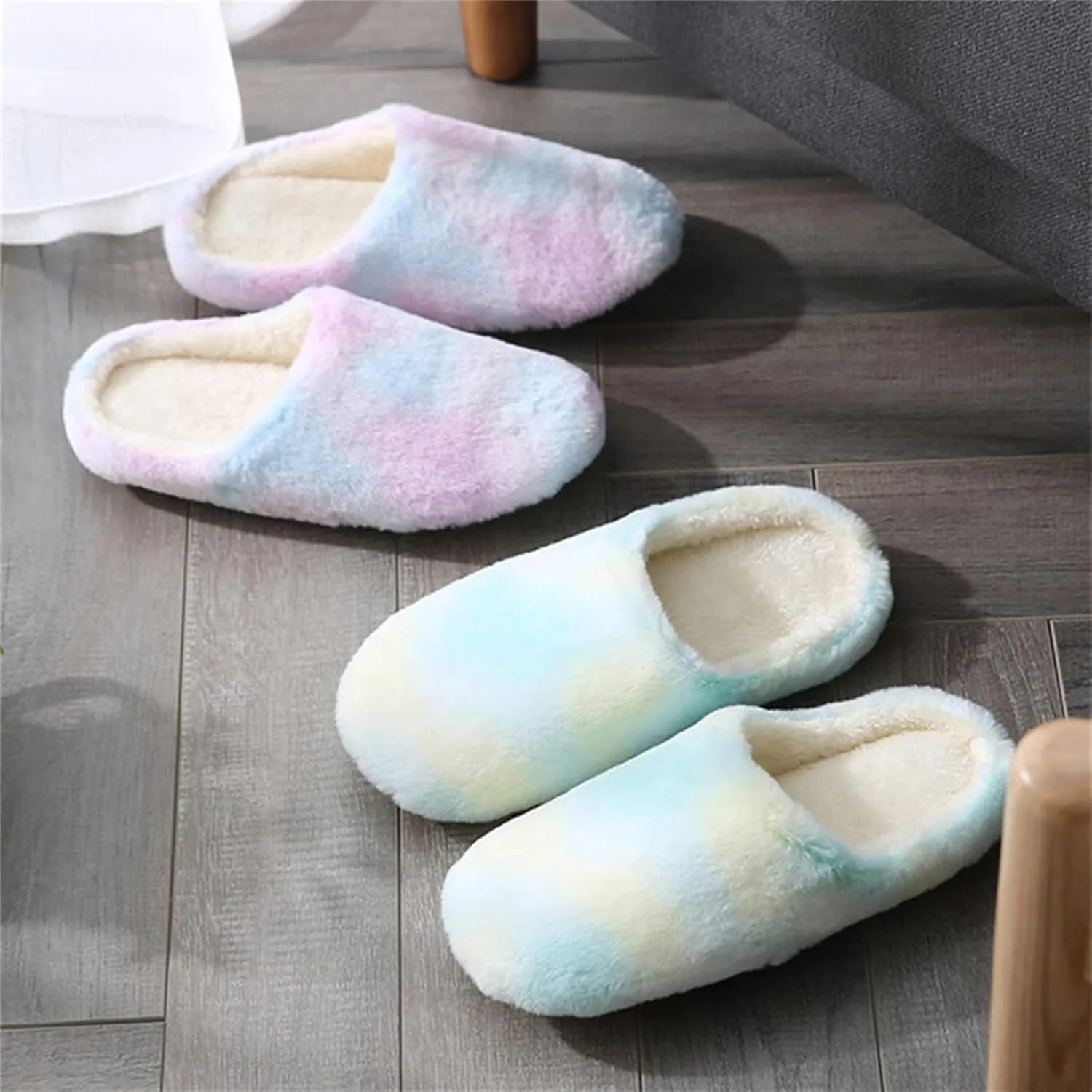 Lausiuoe Slippers For Women Memory Foam Non Slip Fuzzy House Slippers Indoor Warm Plush Fleece Lining Bedroom Home Shoes