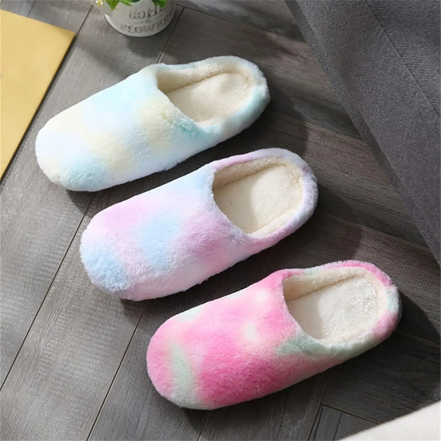 Lausiuoe Slippers For Women Memory Foam Non Slip Fuzzy House Slippers Indoor Warm Plush Fleece Lining Bedroom Home Shoes