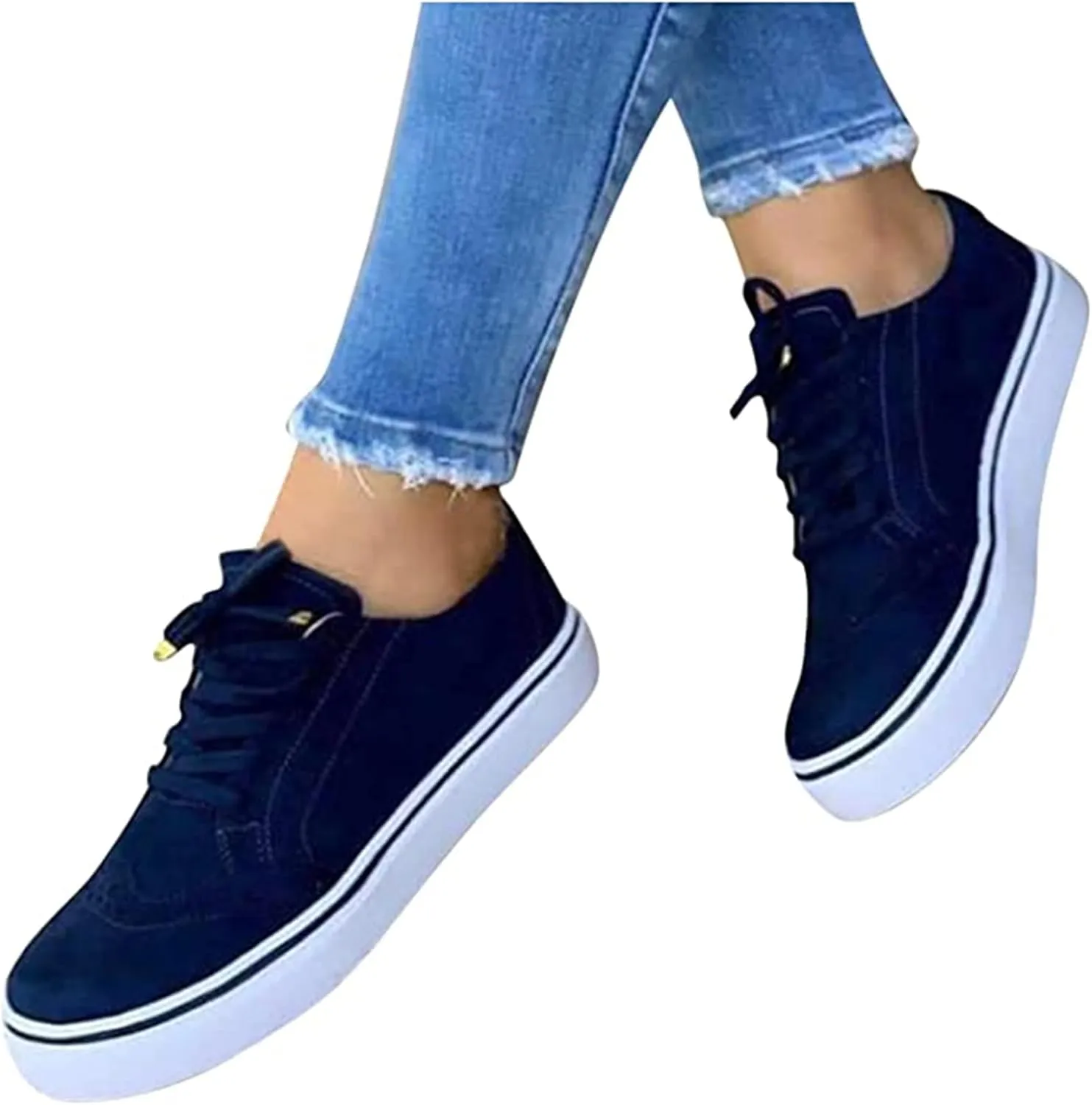 Lausiuoe Sneakers For Women Slip On Wide Width Women Comfortable Casual Fashion Sneakers Walking Shoes Classic Fall Lightweight Soft Breathable Slip On Low Top Canvas Flat Loafers