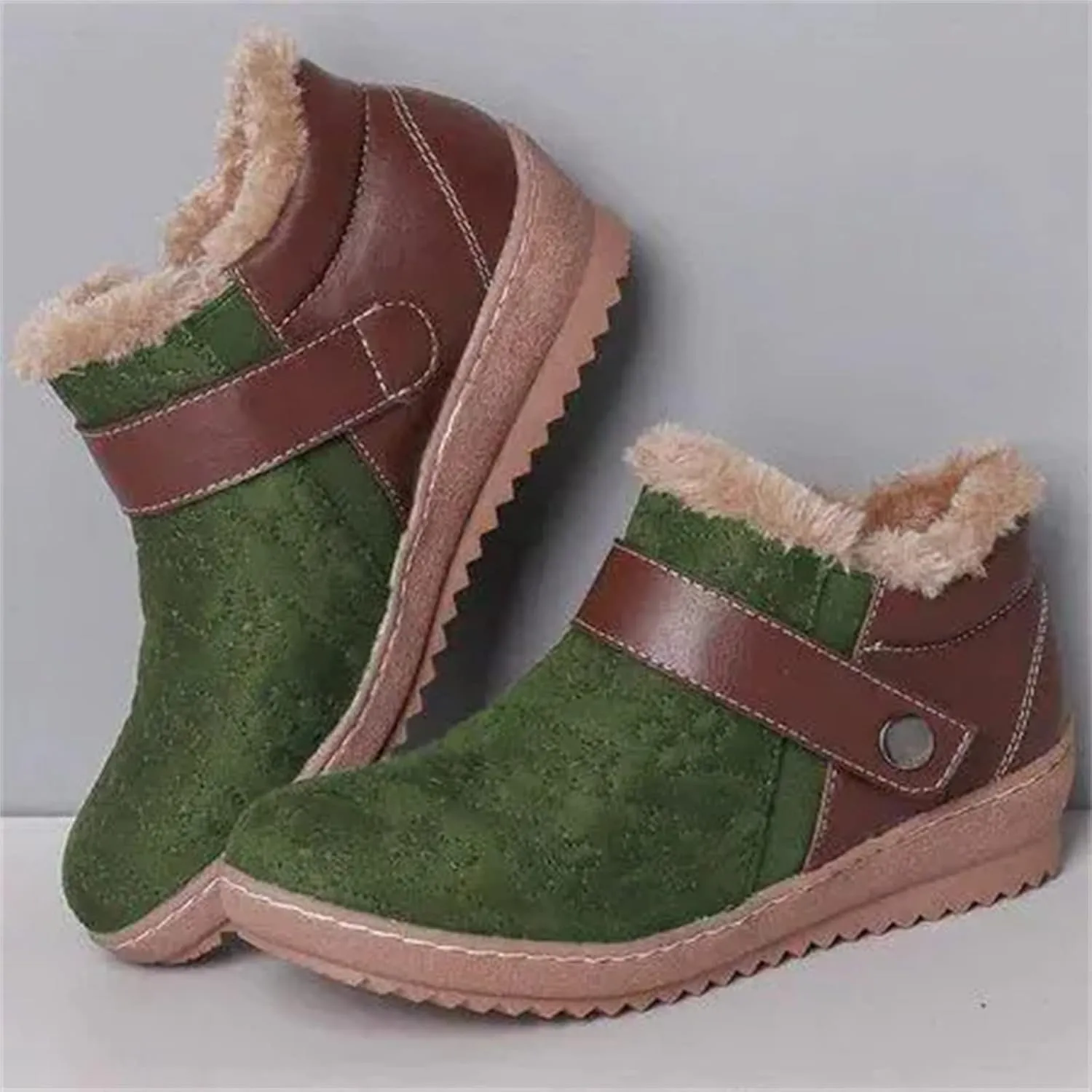 Lausiuoe Snow Boots For Women Cute Wide Calf Warm Fur Lined Winter Ankle Booties Casual Fashion Fuzzy Warm Outdoor Shoes