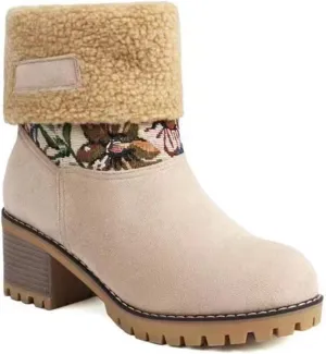 Lausiuoe Snow Boots For Women Wide Width Mid Calf Warm Winter Boots Casual Fashion Trendy Slip On Fur Lined Fuzzy Shoes