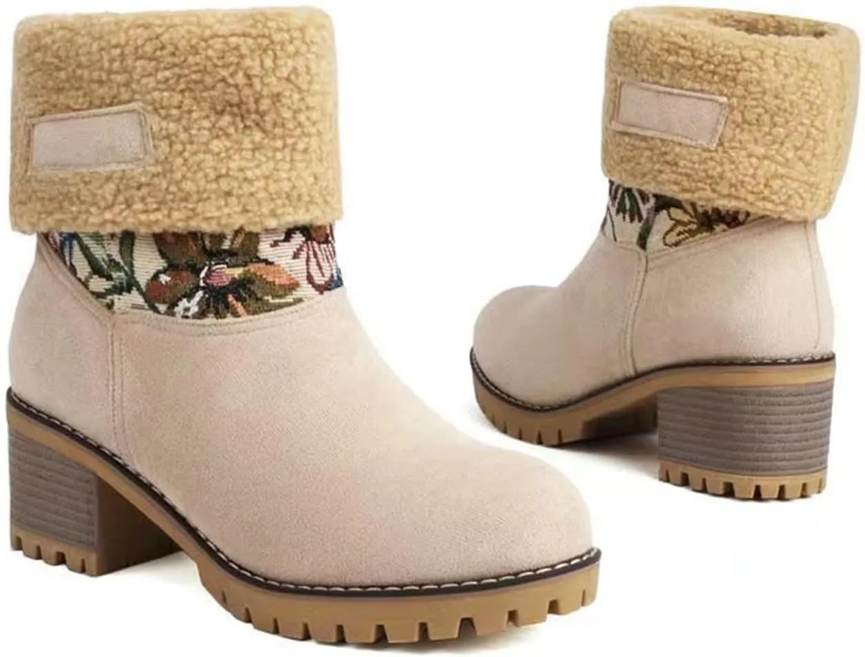 Lausiuoe Snow Boots For Women Wide Width Mid Calf Warm Winter Boots Casual Fashion Trendy Slip On Fur Lined Fuzzy Shoes