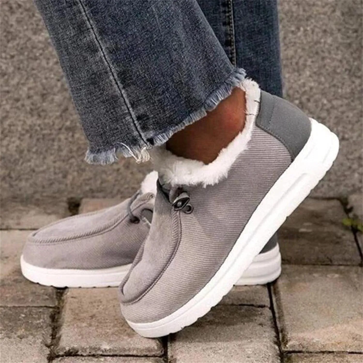 Lausiuoe Womens Winter Boots With Fur Lined Snow Fuzzy Ankle Booties Fashion Slip On Warm House Shoes Loafers Slippers