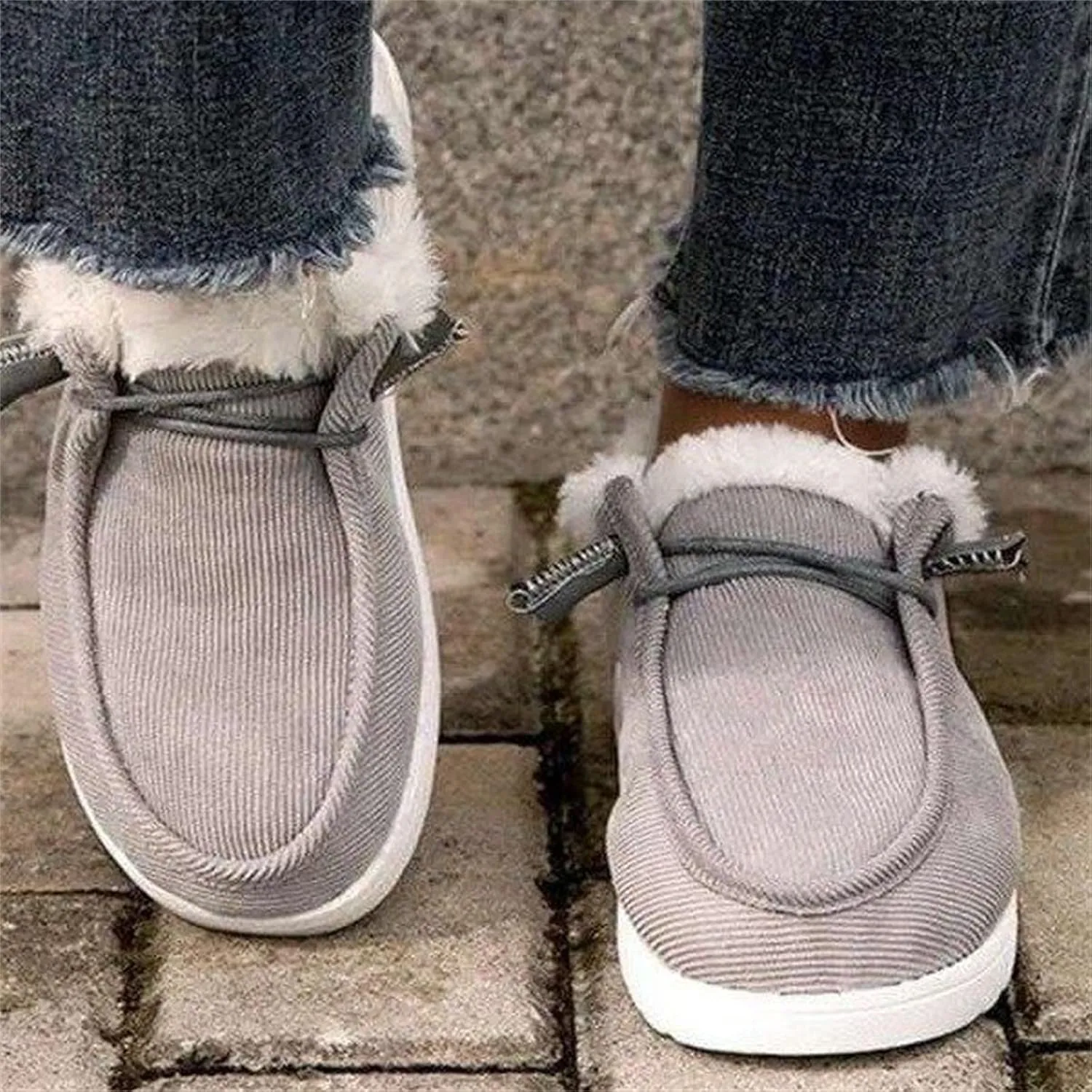 Lausiuoe Womens Winter Boots With Fur Lined Snow Fuzzy Ankle Booties Fashion Slip On Warm House Shoes Loafers Slippers