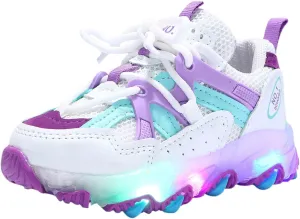 LED Light Up Sneakers Breathable Sport Casual Girls Boys Shoes Adjustable Strap Flashing for Toddler/Little Kid (Purple, 12.5 Little Kid)
