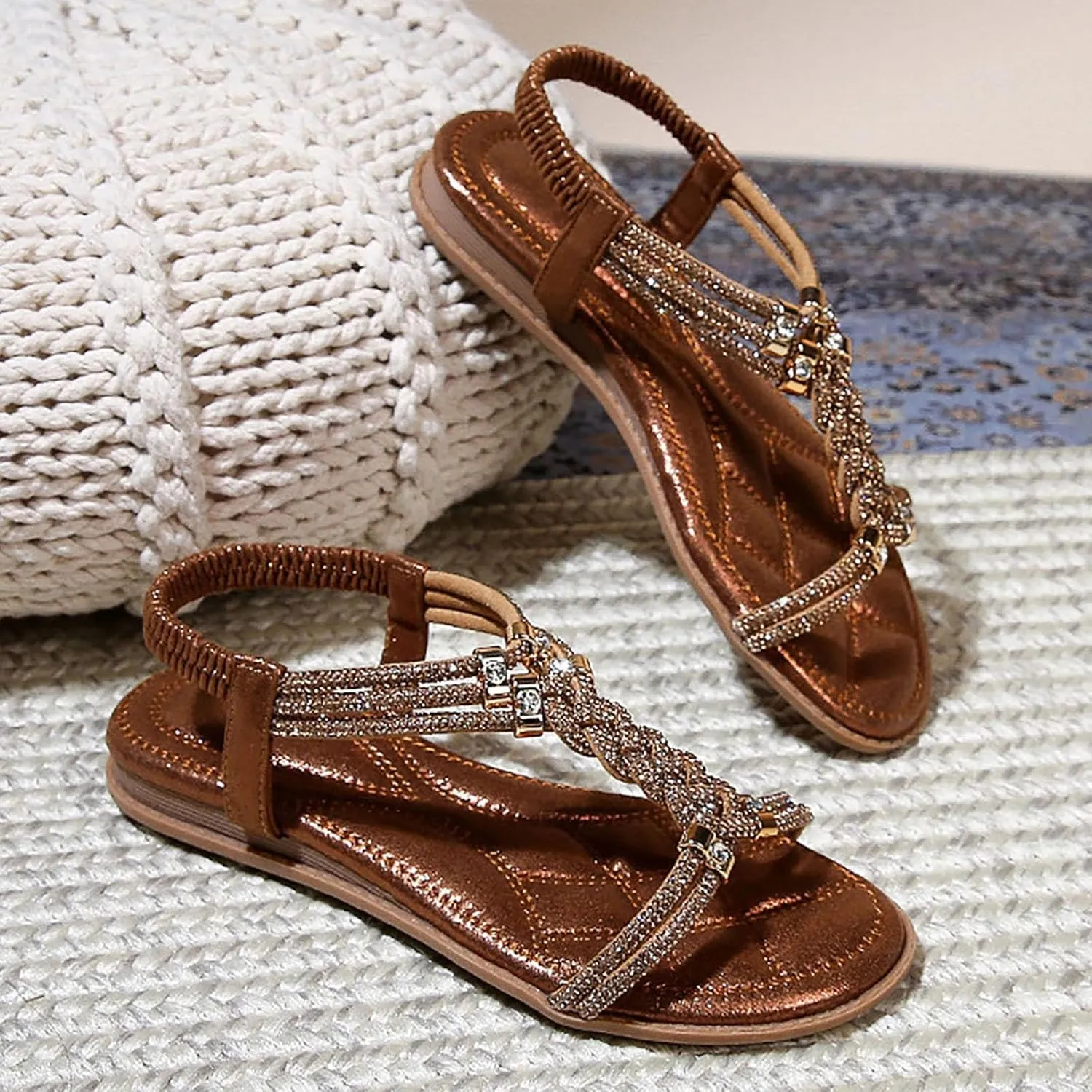 Lightweight Flat Sandals for Women Comfortable Ankle Strap Outdoor Walking Shoes Plantar Fasciitis Sandals