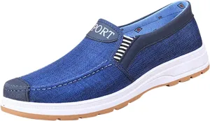 Lightweight Shoes Fashion All Season Men Casual Shoes Flat Round Toe Non Slip Cloth Upper Colorblock Comfortable Slip On