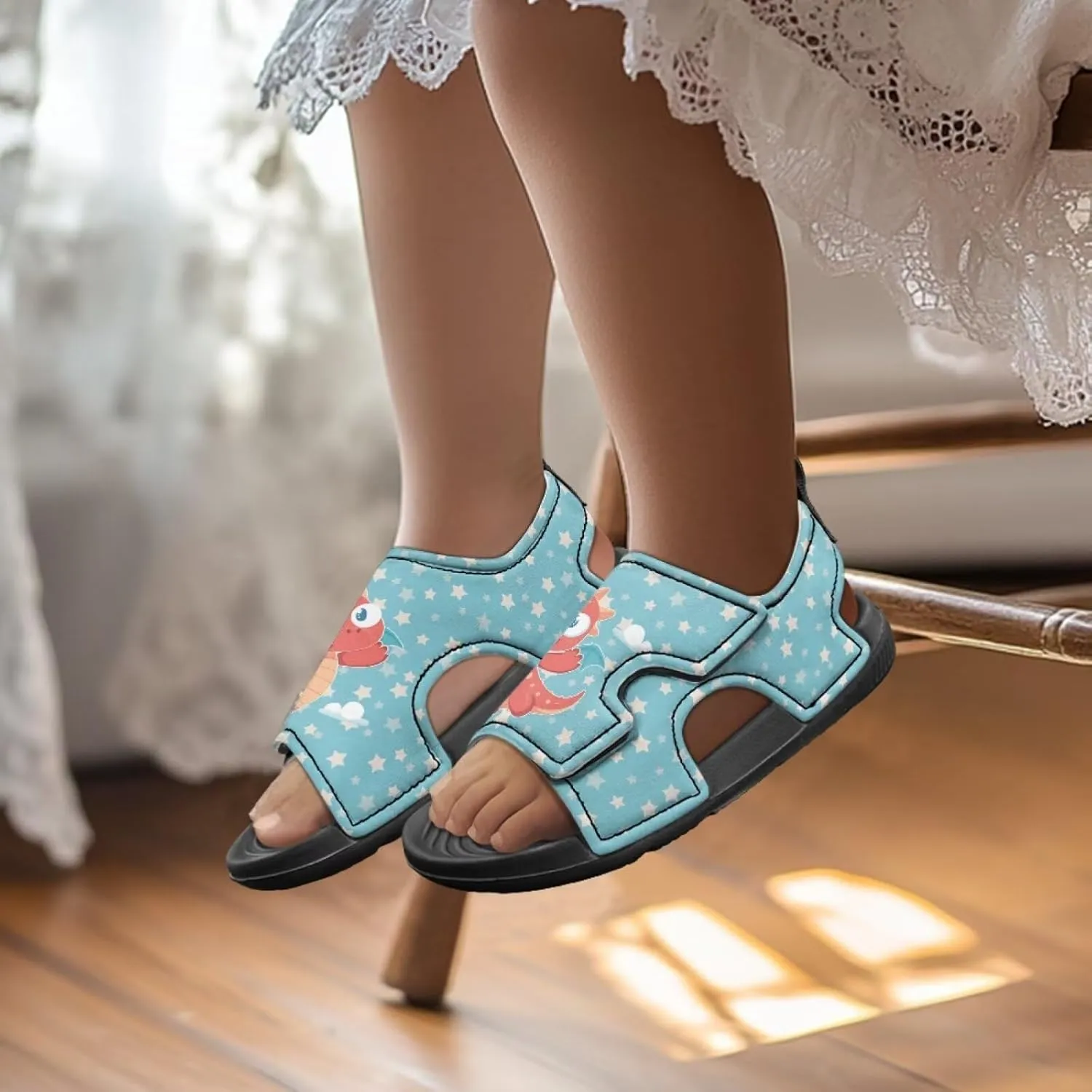 Little Kids Open Toe Summer Outtdoor Sport Sandals Art Cat and Puppy Water Shoes Lightweight Hiking Sandals