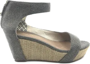 Matt Bernson Charlie Black Gold Canvas Wedge Sandal I-1-112955-Black-8-M, 8 Medium, Black
