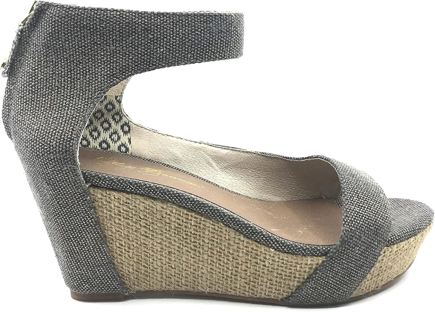 Matt Bernson Charlie Black Gold Canvas Wedge Sandal I-1-112955-Black-8-M, 8 Medium, Black