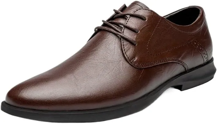 Men Business Formal Dress Shoes Breathable Fashion Oxford Shoes Leather Shoes Lace-Up Brown Black Large Size