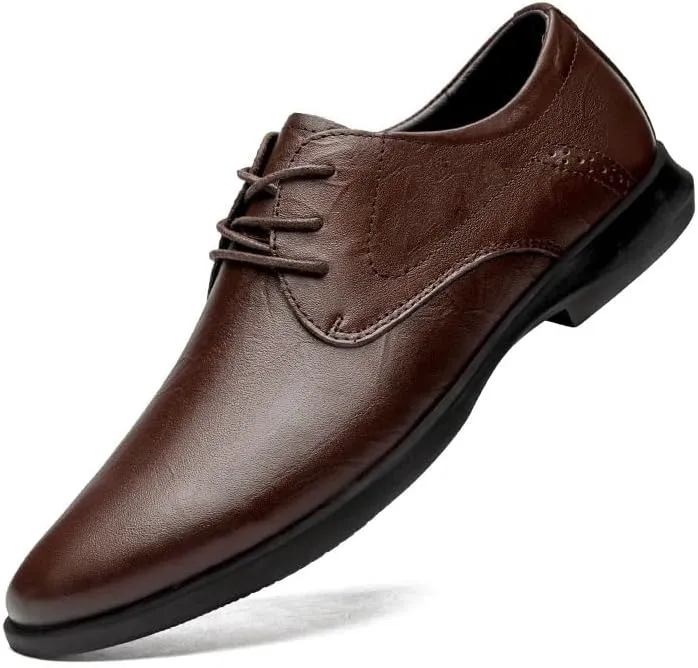 Men Business Formal Dress Shoes Breathable Fashion Oxford Shoes Leather Shoes Lace-Up Brown Black Large Size