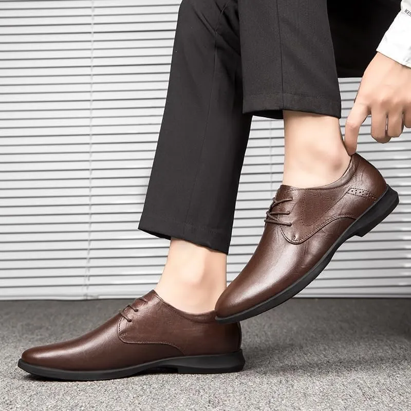 Men Business Formal Dress Shoes Breathable Fashion Oxford Shoes Leather Shoes Lace-Up Brown Black Large Size